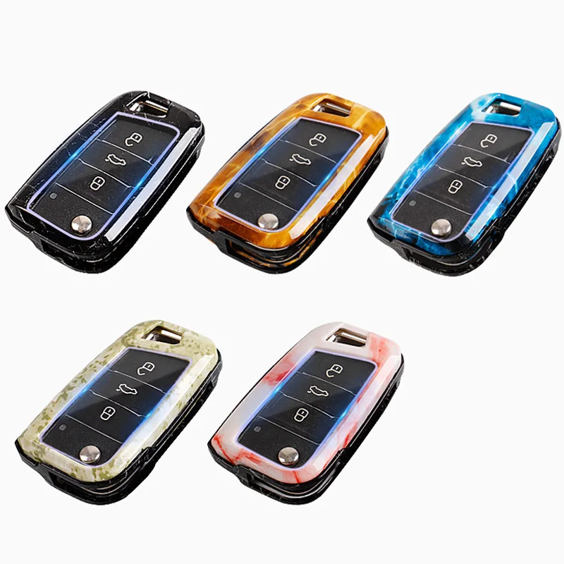 Чехол для ключа автомобиля Marble ABS VW Volkswagen Polo Golf Passat Beetle Caddy T5 Up Eos Tiguan Skoda A5 SEAT Leon Altea