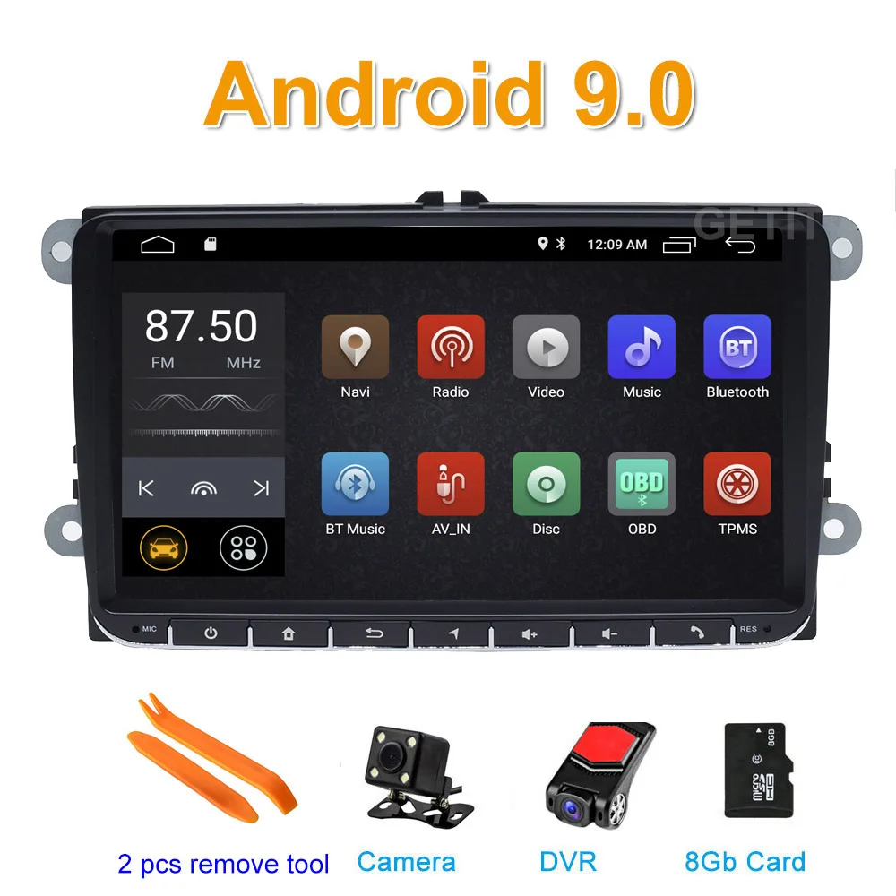 

9" Android 9.0 Car radio Stereo GPS Navigation for VW Skoda Octavia golf 5 6 touran passat B6 jetta polo tiguan RDS