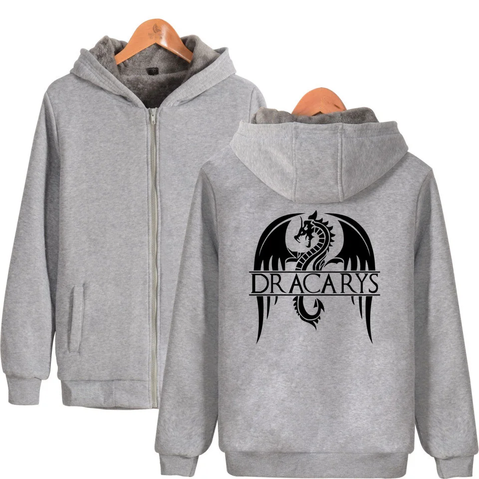 «Игры престолов» Dracarys женские/мужские худи толстовки мать драконов зимние толстые теплые с капюшоном на молнии Верхняя одежда