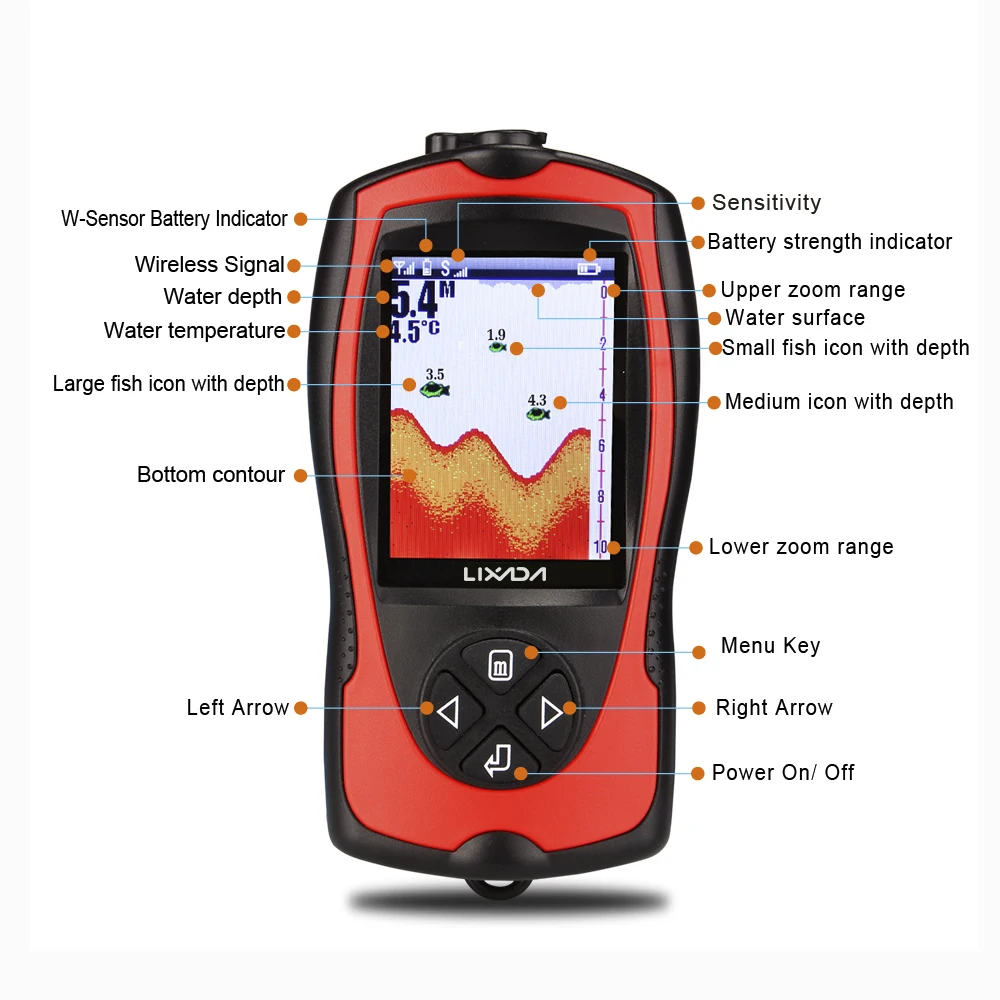 Lucky FF916 эхолот Sonar Беспроводной Wi-Fi рыболокатор 50 м/130 футов детектор морской рыбы для IOS Android Wi-Fi Fishfinder автомобильная зарядка