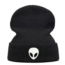 Лидер продаж, шапка с вышивкой пришельца, зимние шапки с манжетами для мужчин и женщин, мягкие однотонные шапки в стиле хип-хоп, теплые трикотажные шапки унисекс, Gorros De Lana