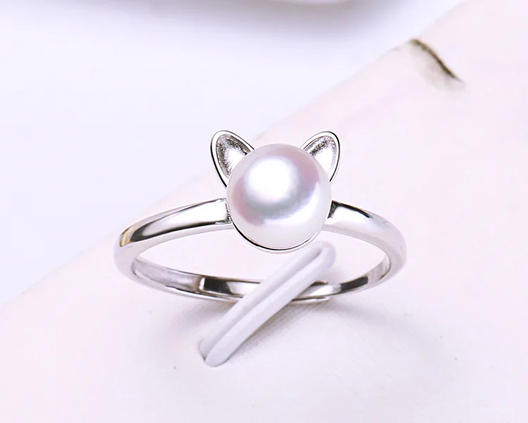 ASHIQI Настоящее серебро 925 проба кольцо для женщин натуральный пресноводный жемчуг ювелирные изделия подарок