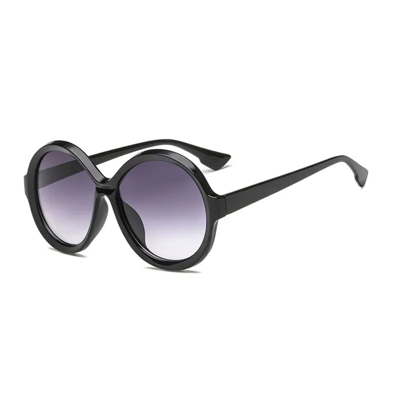 HUHAITANG роскошные круглые солнцезащитные очки женские брендовые высококачественные большие солнцезащитные очки оттенки для женщин s дизайнерские пластиковые очки - Цвет линз: Black