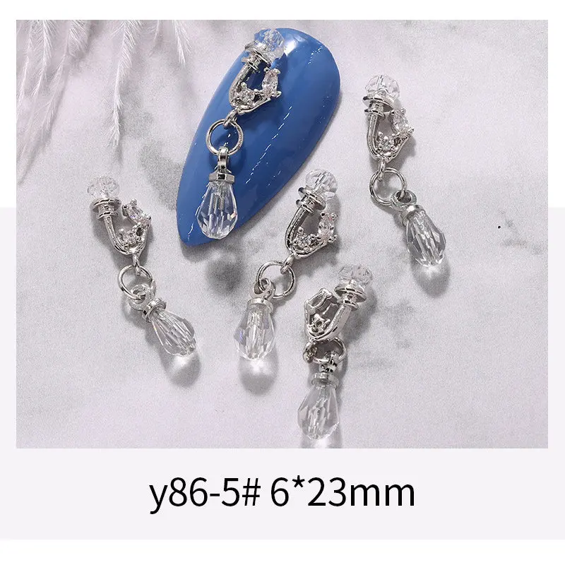 y86-5 5 шт./лот, роскошная зеркальная подвеска, 3D дизайн ногтей, циркон, кристалл, жемчуг, металлические маникюрные аксессуары для ногтей, DIY украшения для ногтей, подвески для ногтей - Цвет: y86-5