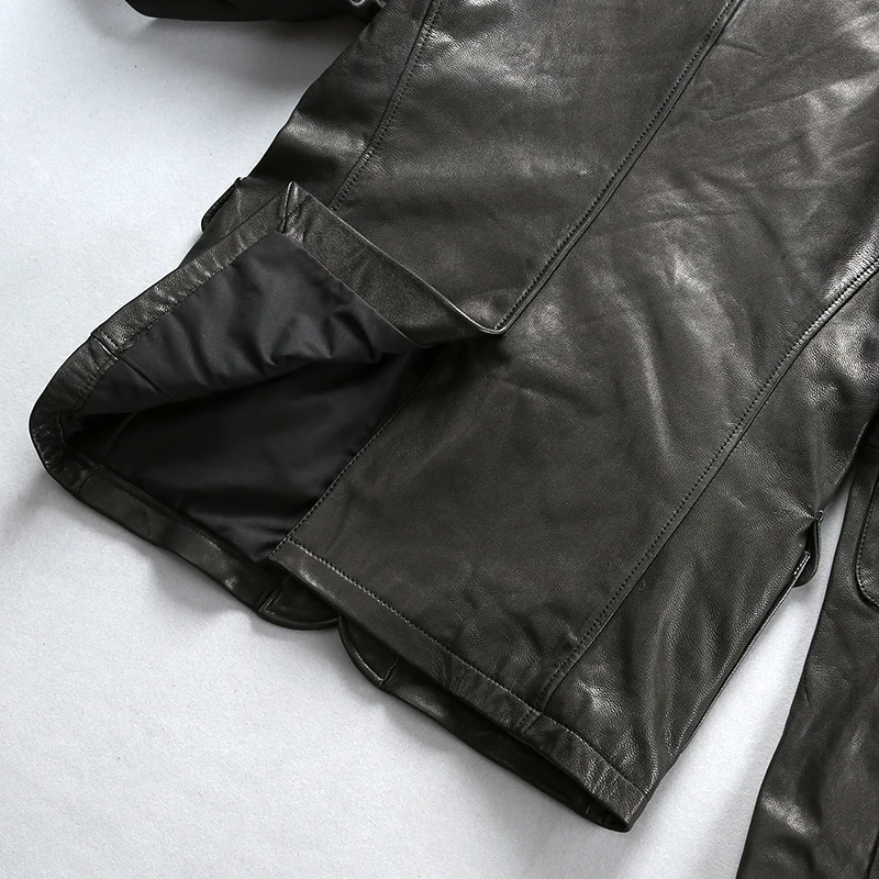 Male Sheep Leather Jackets Designer Luxury Thick Genuine Leather Classic Vintage Form Coat Male Brand Single Breasted Jacket