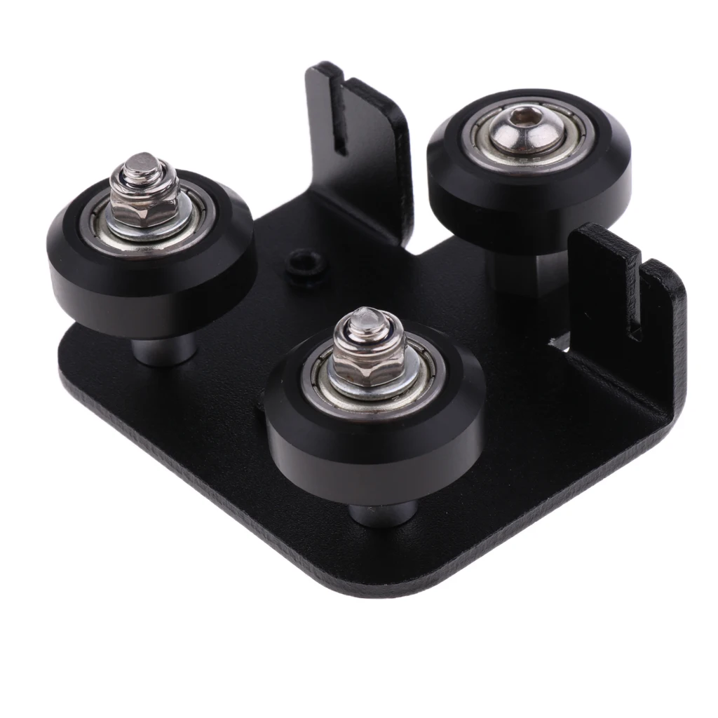 1 Pcs Extruder Back Supports Plate with 3x Pulley for 3d Printer Black