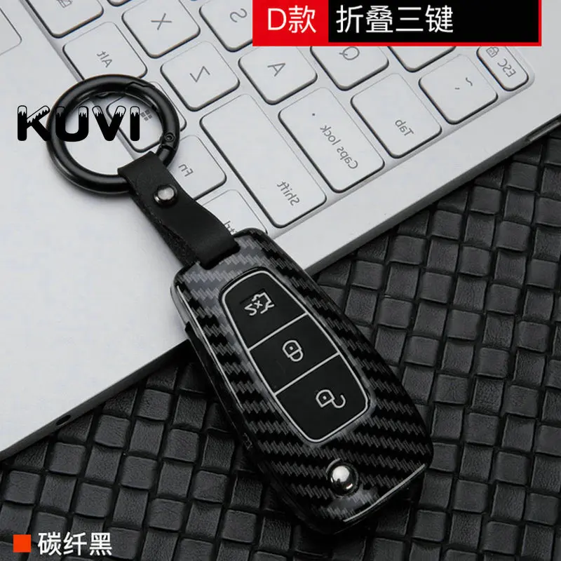 carbon black Карбоновый сплав 3 кнопки Автомобильный Брелок оболочка Крышка для Ford Ranger C-Max S-Max Focus Galaxy Mondeo Transit Tourneo на заказ - Название цвета: carbon black