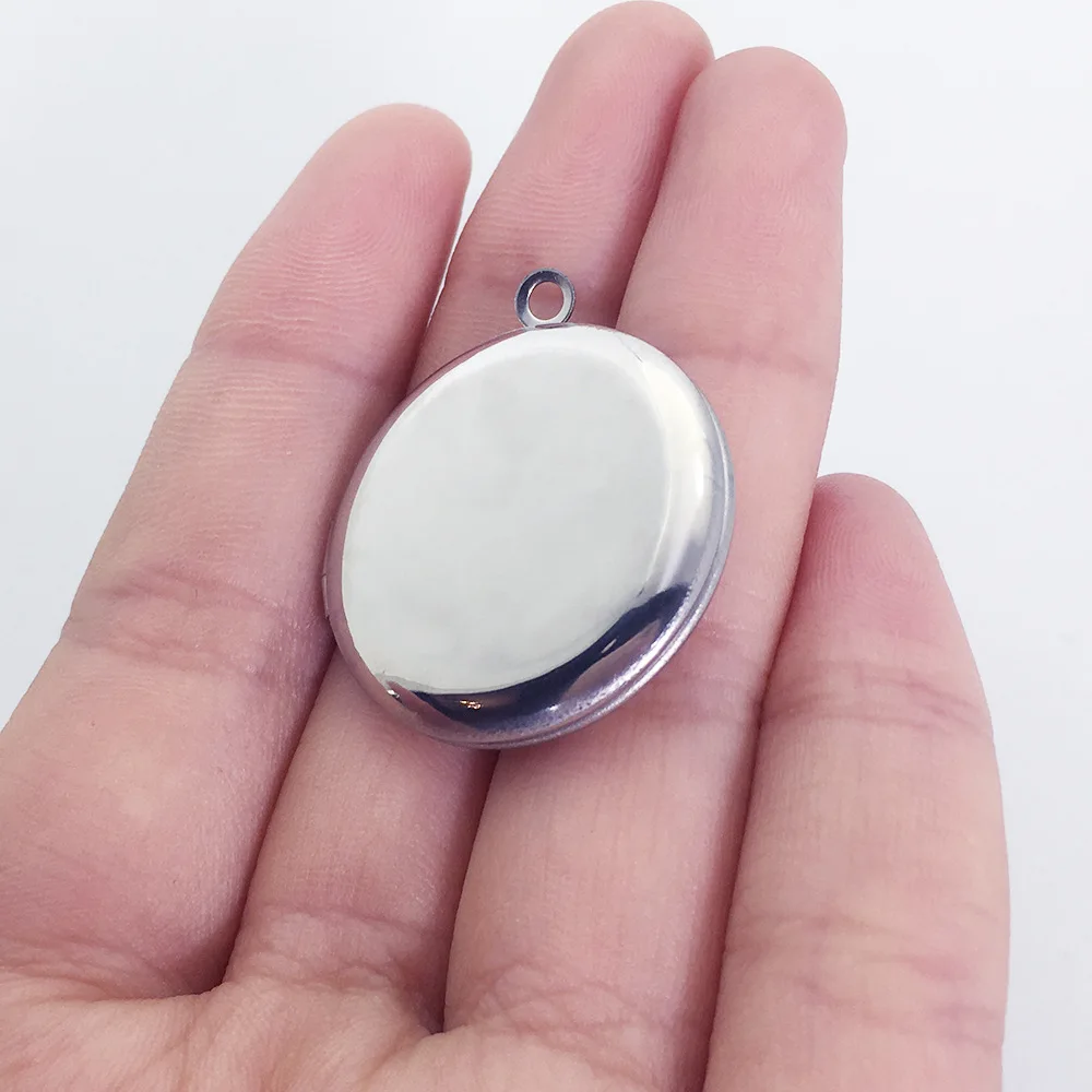 30pcs/lot Stainless Steel Round Photo Locket Pendant Picture Frame