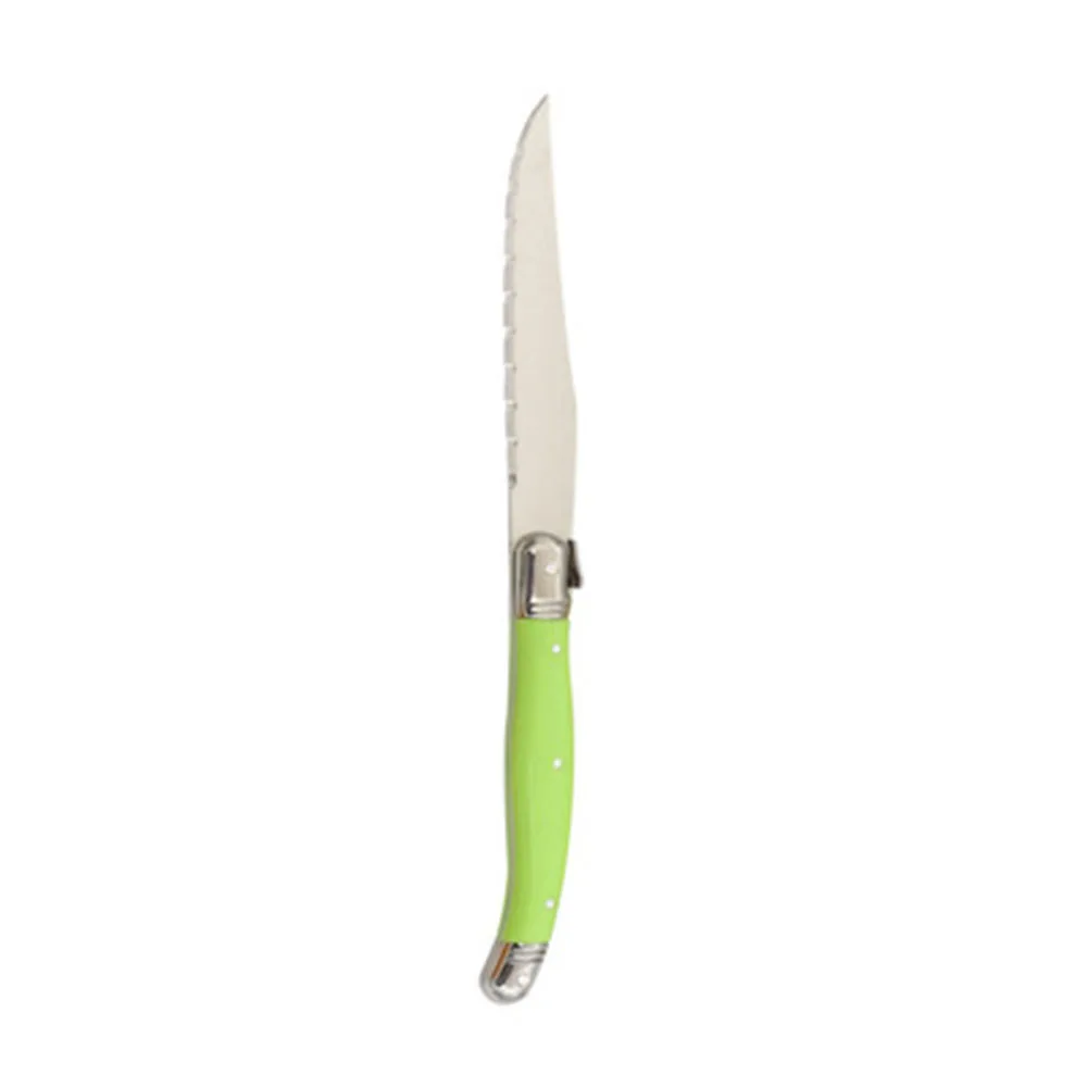 Jaswehome 6-teiliges Edelstahl-Steakmesser-Set, ABS, bunter Griff, westliches Sägezahnmesser, Schneiden, Schnitzmesser, Geschirr-Werkzeuge – Detail 8