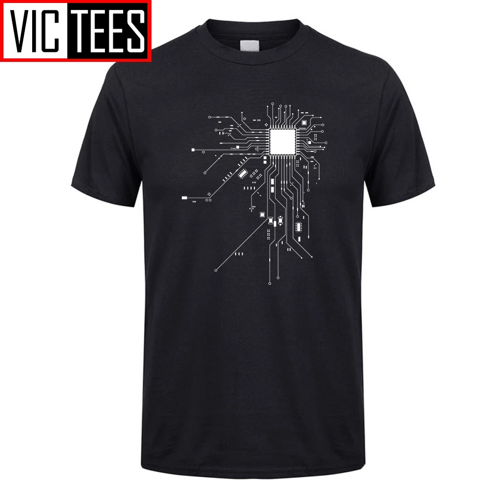 Men's Black T Shirt Men Computer CPU Core Heart GEEK Nerd Freak Hacker Crew Collar PC Gamer Tees 100% Cotton Tshirt | Мужская одежда