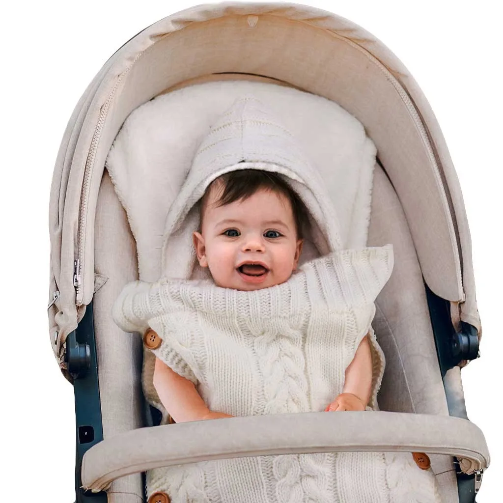 Мягкий детский спальный мешок, Хлопковый вязаный конверт, теплое детское одеяло, лапка для новорожденных, пеленка, аксессуары для коляски, спальные мешки