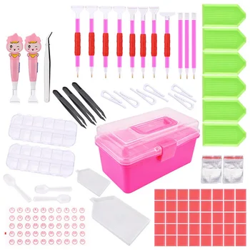 

LED Pen Embroidery 5D Diamond Painting Tools Light Drill Storage Box 117pcs Embroidery Painting Accessories DC112