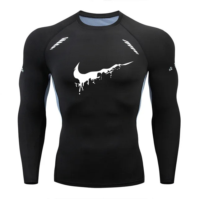 Футболка для бега, Мужская быстросохнущая компрессионная облегающая футболка, Мужская брендовая футболка для фитнеса с длинными рукавами, Спортивная футболка для спортзала