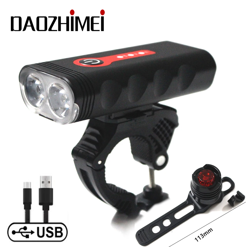 8000 Lumen USB Bike Light 2x XML L2 LED Rechargeable Built in Front