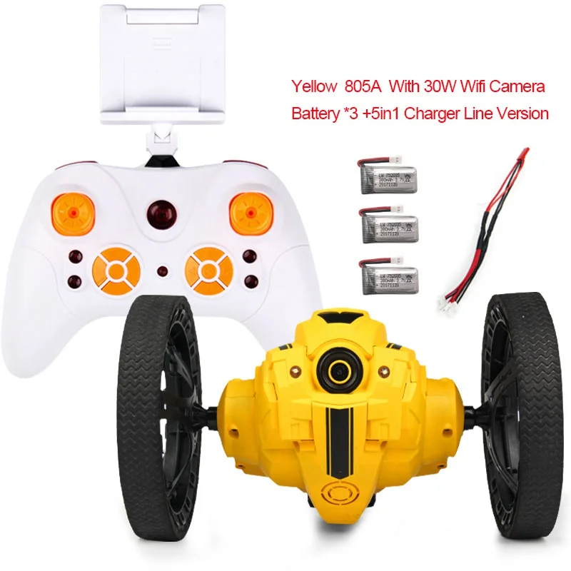 RC автомобиль отказов игрушки 805 прыжки 805A с WI-FI FPV Камера Stunt автомобилей Гибкая колеса вращения светодиодный ночной Светильник RC автомобиль робота - Цвет: 805A-Yellow-3B-200W