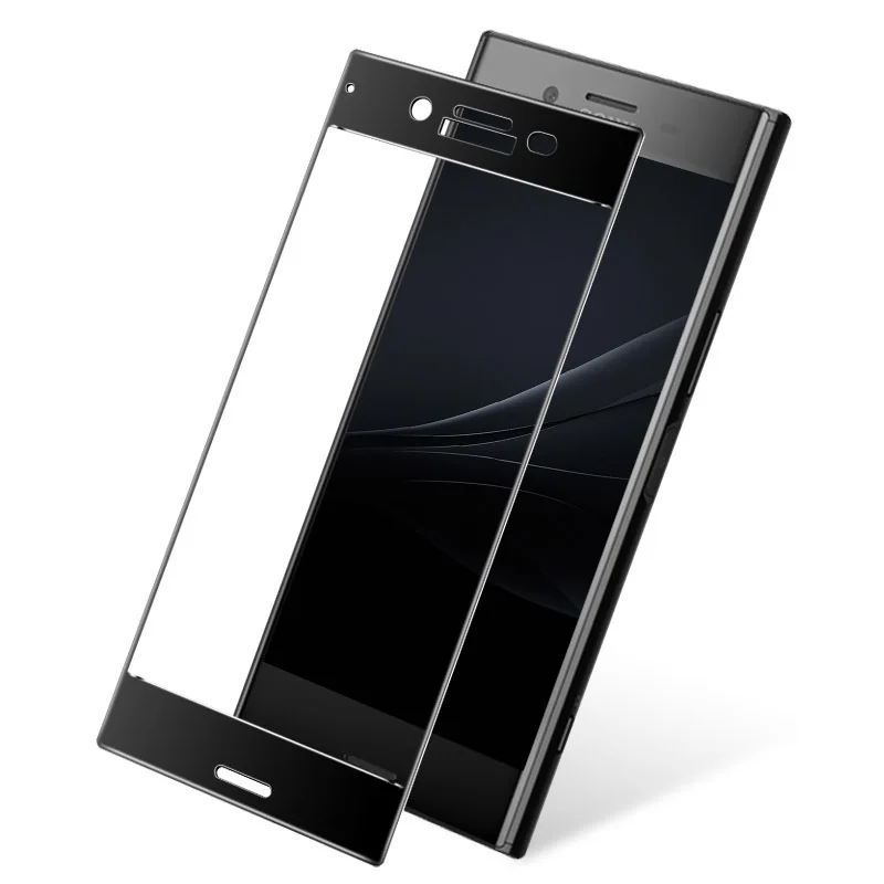 Для sony Xperia XZ1 компактный протектор экрана для sony Xperia XZ1 стекло закаленное Полное покрытие полное Клей Стекло для sony XZ1 - Цвет: Черный