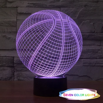 

7 color Changing Night Light Creative lights Holiday Atmosphere Decorative Novetly Kids Basketball shape 3D Ilusion lamp LED