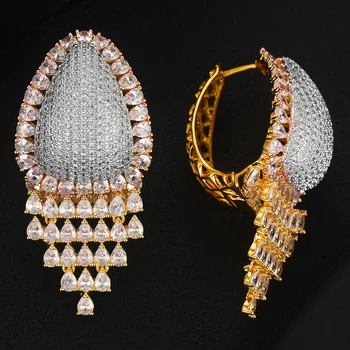 

GODKI 2020 Luxury Vintage Statement Hoop Earrings For Women Wedding Cubic Zircon DUBAI Bridal Round Circle Hoop Earrings 2019