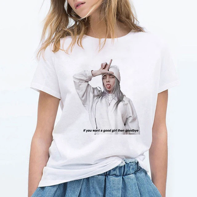 Billie Eilish футболка хип хоп Музыка забавная Футболка женская футболка Femme топы Женская одежда Streewear