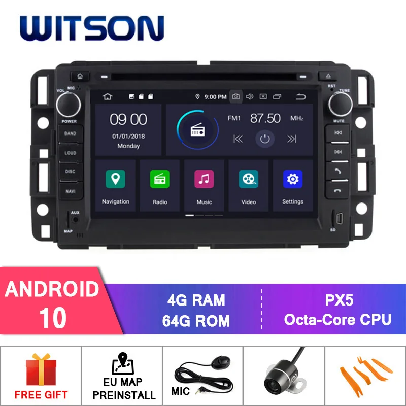 WITSON Android 10.0 Octa- core (Eight-core) 4G RAM 64GB CAR DVD PLAYER GPS For GMC YUKON/SUBURBAN/TAHOE/ACADIA car radio audio | Автомобили