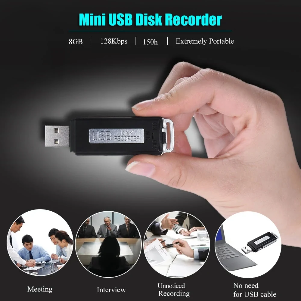 ABGN Hot-SK-868 8GB Портативный USB диск аудио диктофон