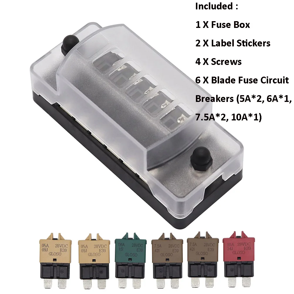 C DC 32V 6 способ предохранитель коробка ATO ATC держатель предохранителя Электрическая защита цепи огнестойкий с 6 лезвием плавкий предохранитель выключатели - Цвет: C