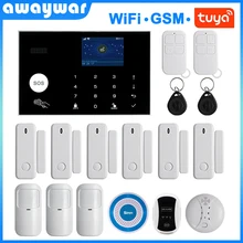 Special Price Awaywar Tuya 433MHz Wireless WIFI GSM RFID Security Alarm System kit APP Remote Control Burglar Smart Home PIR Door Detector
