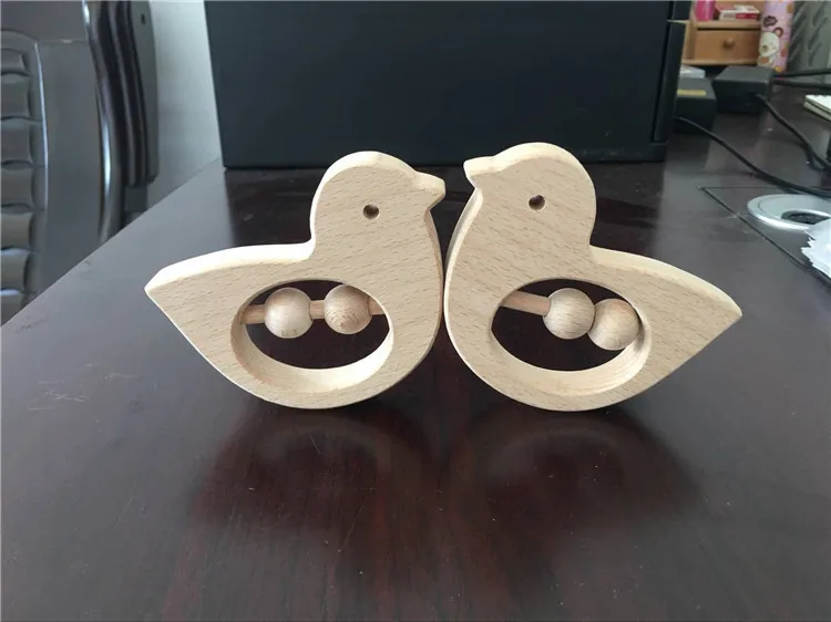Foreign Trade Export Wooden Model Small Animal Hand Puppet Building Blocks Wood Bird Model Hanging Bed Rattling