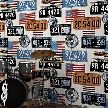 

10m waterproof retro 3D letter license plate PVC wallpaper for bedroom living room office kitchen wall papers home decor bedroom