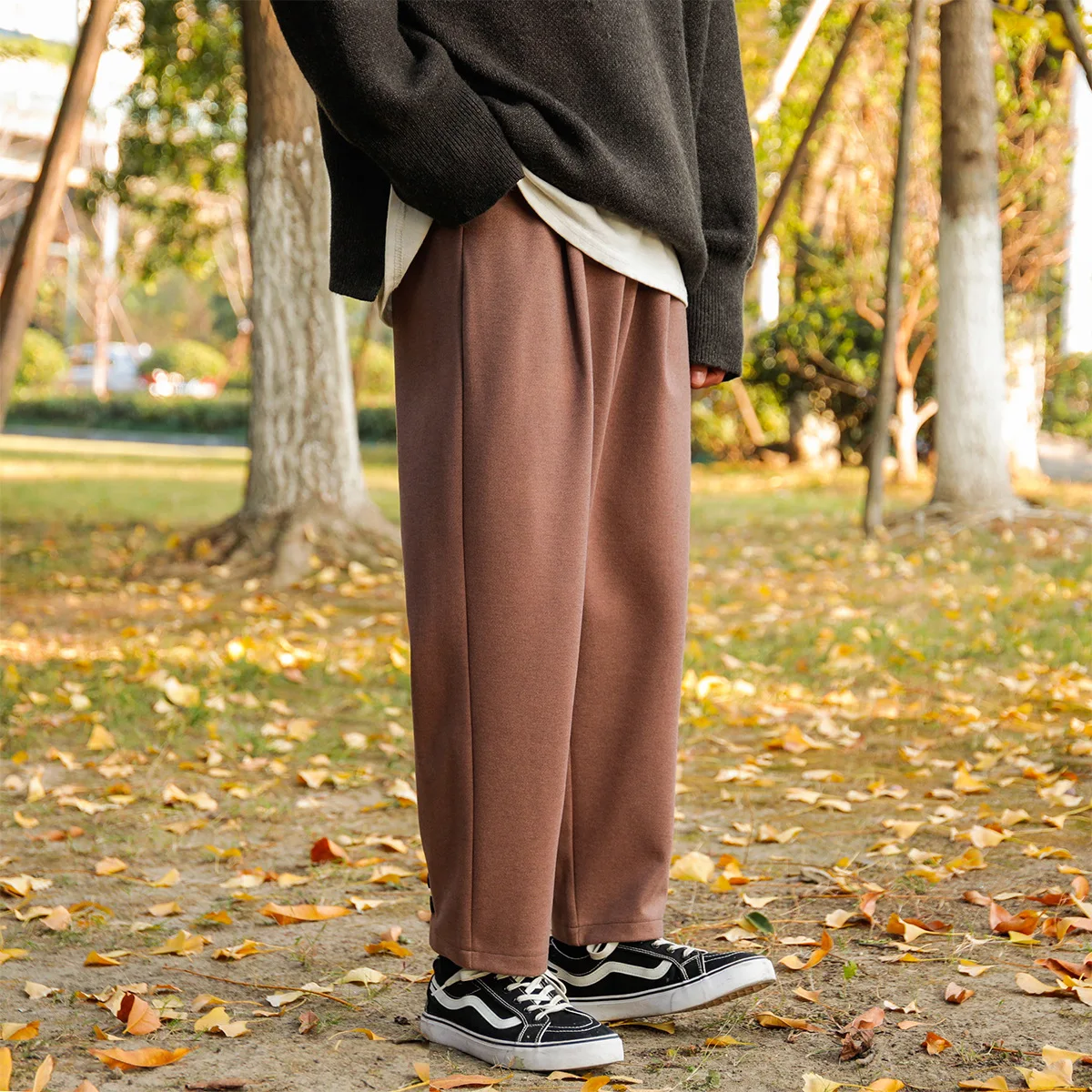 

Winter New Style Solid Color Straight-Cut Woolen Pants Men And Women Hong Kong Style Pants