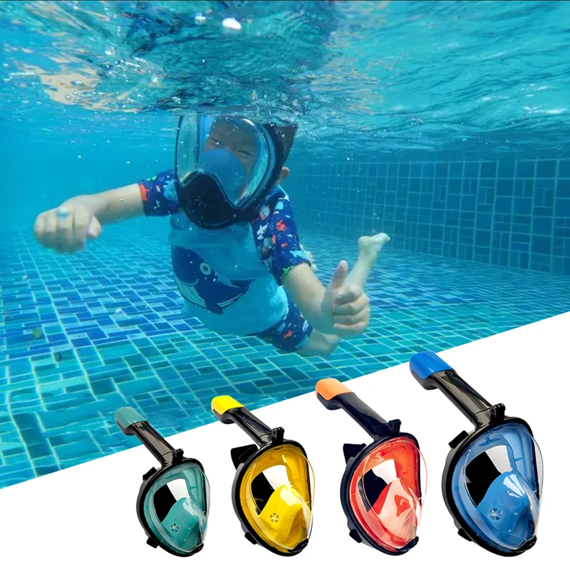 Online 2019 mascarillas de Snorkel de cara completa vista panorámica Anti niebla Anti fugas de natación Snorkel máscara de buceo submarino Compatible con GoPro