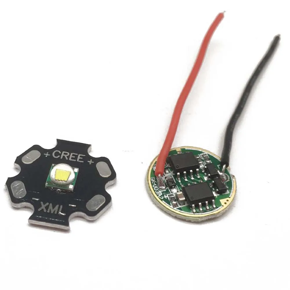 

1set CREE XML XM-L T6 LED U2 10W Cold White High Power LED Emitter Diode with 20mm PCB+driver+lens