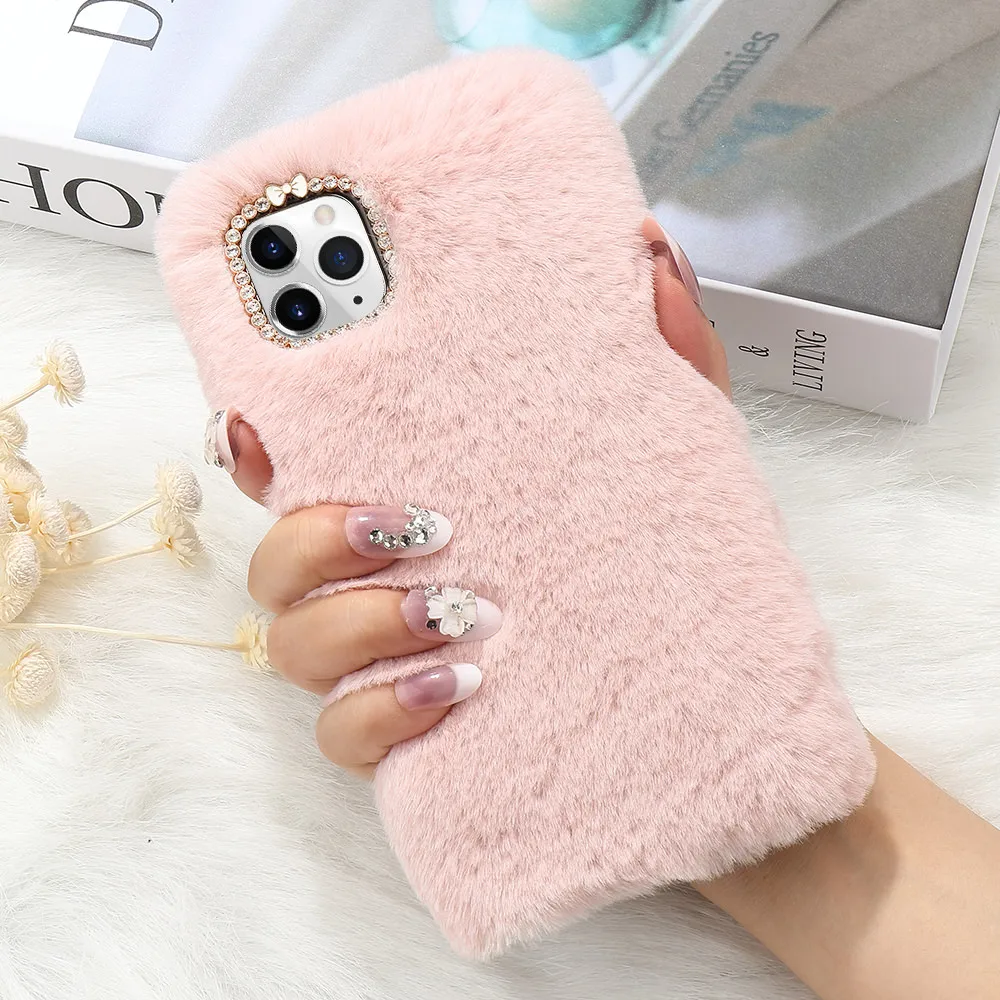 

Pepmune Luxury Plush Fur Fluffy Case For iPhone 11 Pro Max X XR Xs Cute Winter Soft Furry Cover For iPhone 8 Plus 7 6S 6 5 5S SE