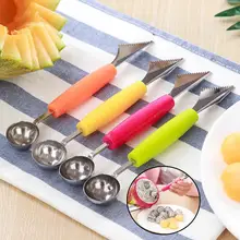 

Fruit Watermelon Ice Cream Baller Scoop Stacks Spoon Home Kitchen Accessories Tool 2 in1 Dual-head Stainless Steel Carving Knife