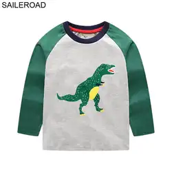 SAILEROAD/футболка для маленьких мальчиков от 18 месяцев до 6 лет с мультяшными автомобилями Детские футболки на осень и весну хлопковая одежда