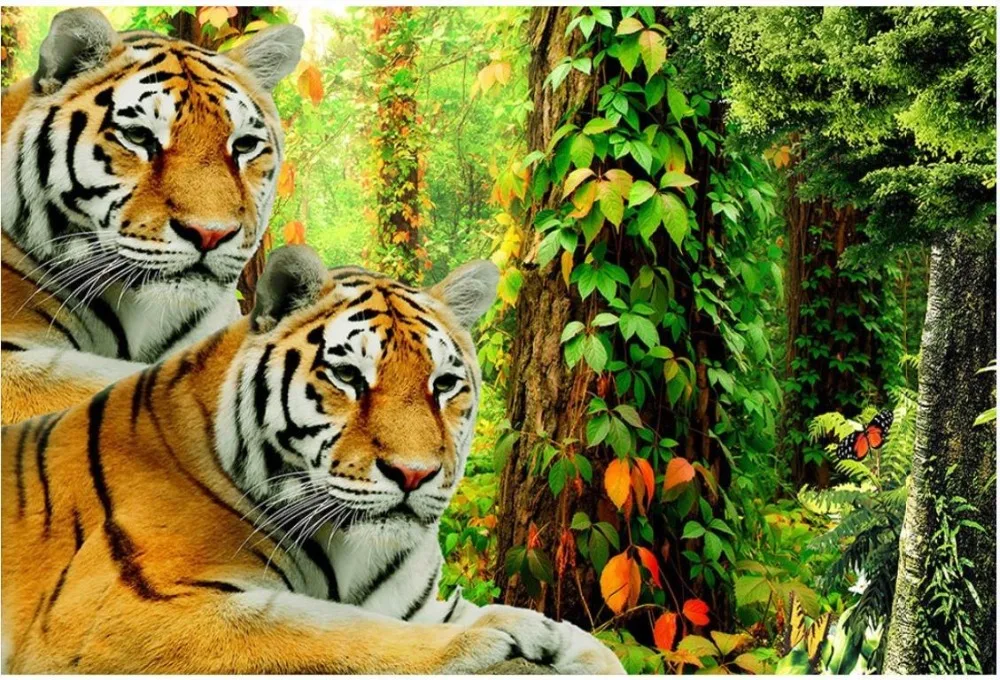Custom photo murals wallpapers for walls 3 d Idyllic landscape mural forest tiger jungle wall papers home decor