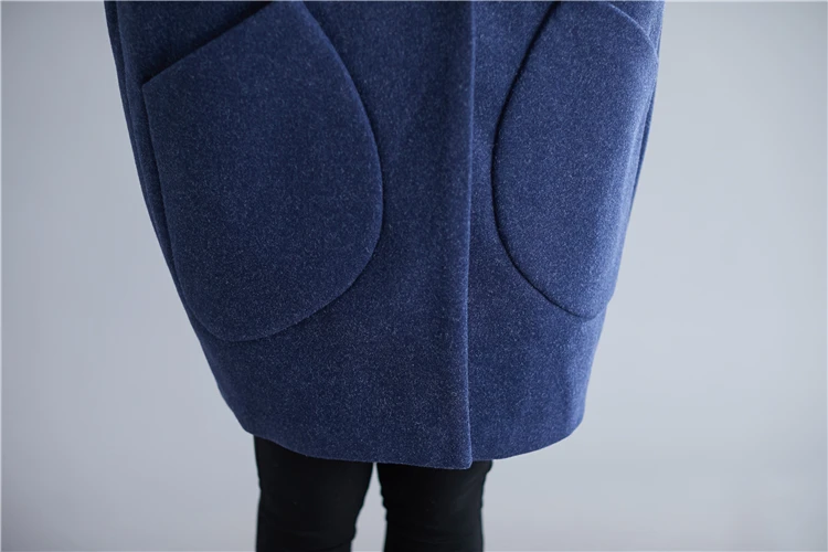 Большие размеры 4XL, Осень-зима, Женская корейская мода, однотонная верхняя одежда, топы, женские, большие, длинные, шерстяные, Caridgans, свободная куртка, пальто