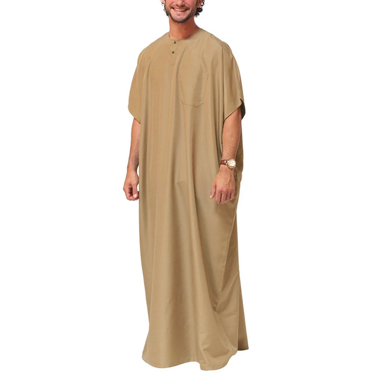 IMCUTE Jubba Thobe мужской исламский арабский кафтан однотонный с коротким рукавом