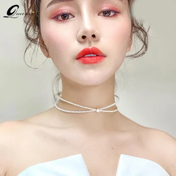 

Luxury Women Crystal Choker Punk Necklace With Pearl Kettingen Voor Vrouwen Aesthetic Accessories Colier Femme One Piece Collar