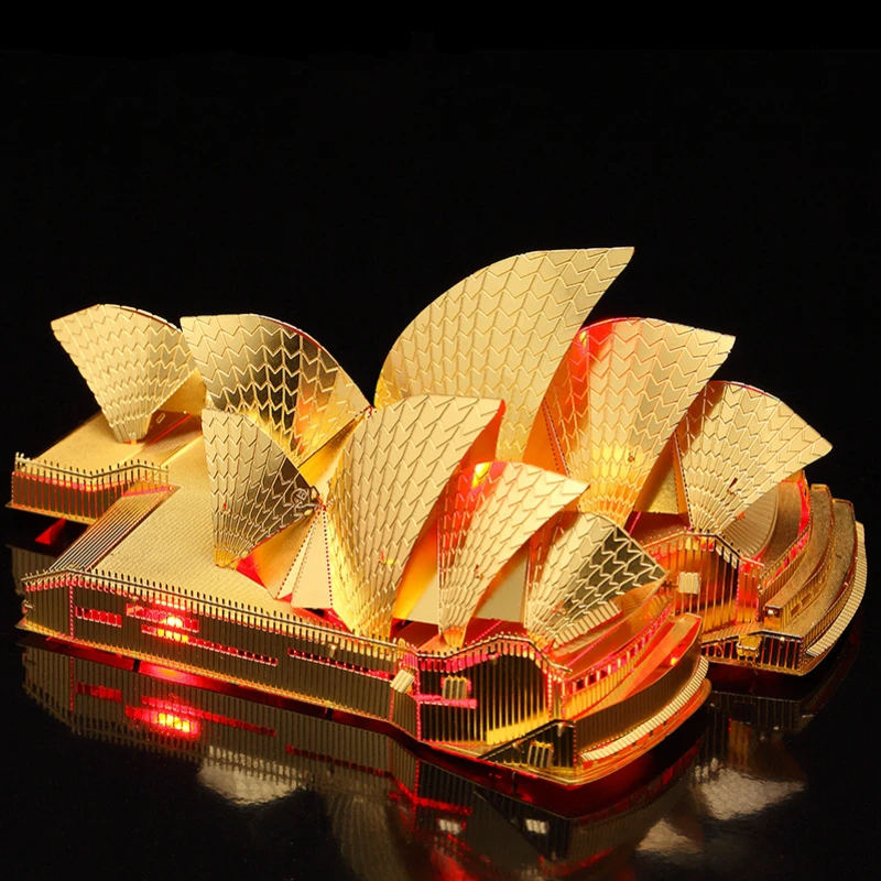 

Sydney Opera House 3d Metal Puzzle with Led Light Learning Toys for Children Puzzles for Kids Adults Educational Toys Kids Gifts