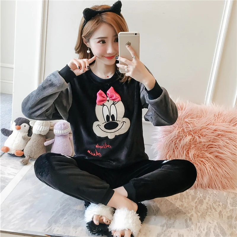 Disney Conjunto de Pijama de Mickey Mouse para ropa de dormir cálida de primavera, Pijama de Minnie, traje de para Mujer|Sueño y reposo| - AliExpress