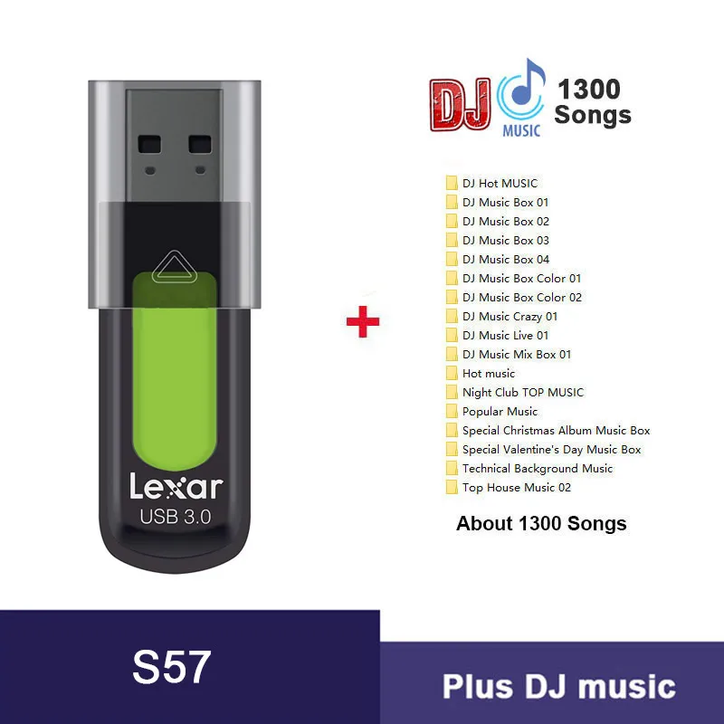 Lexar MLC USB3.0 64 Гб 128 ГБ 32 ГБ USB флэш-накопитель микрон высокоскоростной Флешка Memory Stick подлинный диск на ключе для ноутбука Прямая поставка - Цвет: S57 Plus DJ MUSIC