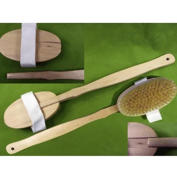 

Bath Body Brush Boar Bristles Exfoliating Body Massager With Long Wooden Handle For Dry Brushing And Shower Bathroom Accessory