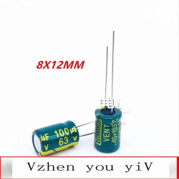 

10-100pcs /lot 63v100uf high frequency high temperature resistance direct plug electrolytic capacitor 100uF 63v 8X12MM