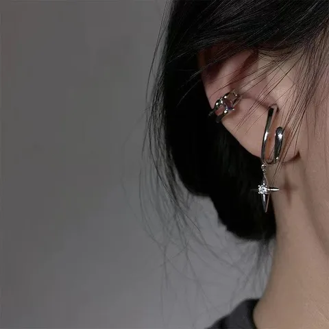 Personality Star Clip Earrings For Women Simple Cartilage No Piercing Ear Cuff Adjustable Jewelry Gift