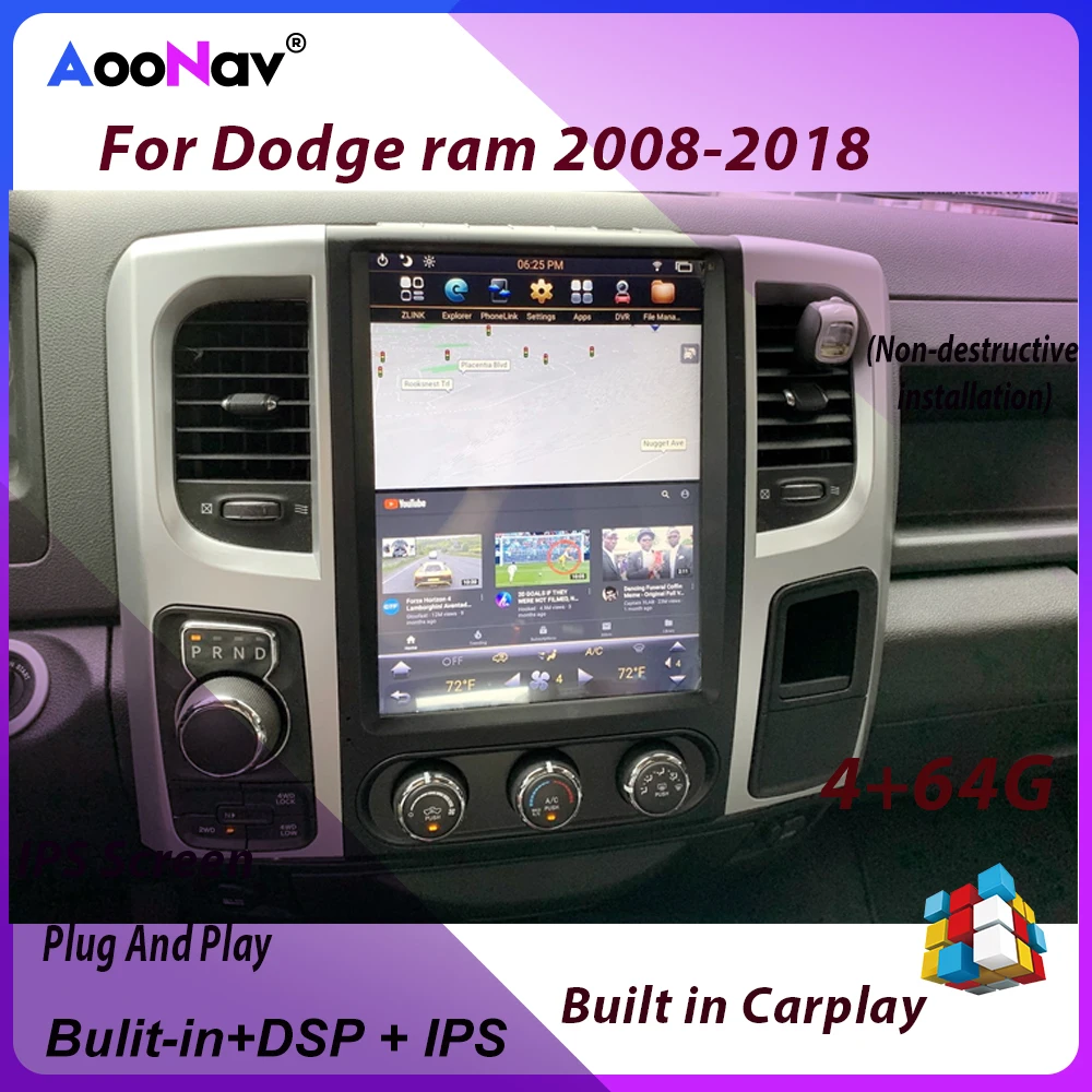 

Android 9.0 64G PX6 Tesla Multimedia Car Radio For Dodge RAM 2008- 2018 Head Unit GPS Stereo Autoradio Player wireless carplay