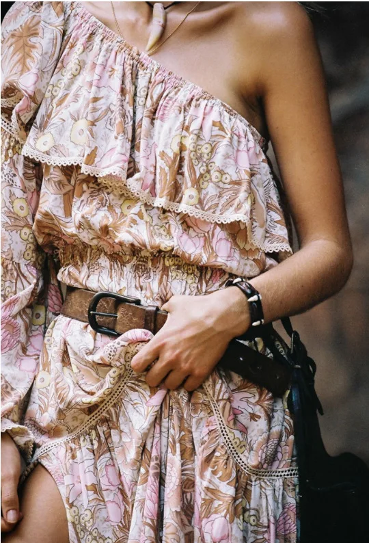 

Europe And America 2019 Spring And Summer New Style Versatile Jungle Positioning Printed One-Shoulder Flounced Large Long Skirts