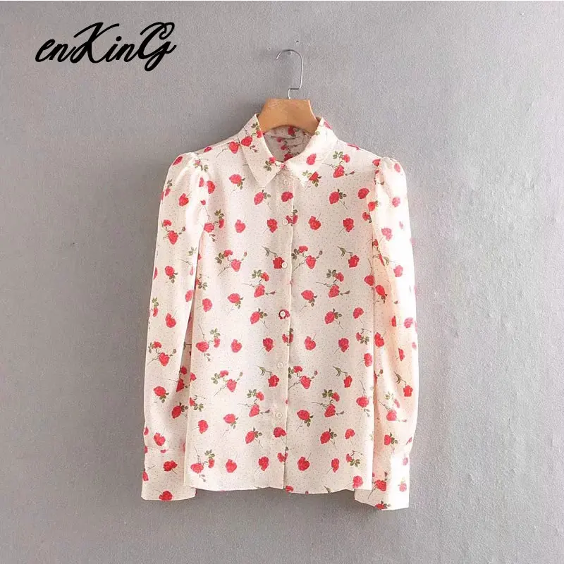 blusas mujer de moda, английский стиль, цветочный принт, пышные рукава, Короткое Кимоно, блузка для женщин, женские топы и блузки