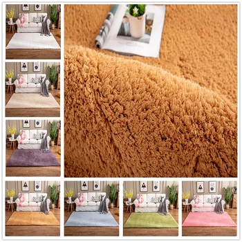 

European Long Hair Bedroom Carpets Plush Fluffy Living Room Rugs And Carpet Bay Window Bedside Mat Faux Fur Floor Door Mats