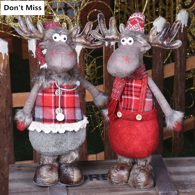 

45CM Elk Dolls Christmas Ornaments Merry Christmas Favor Party Decorations for Home New Year Gift Arvore De Natal
